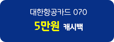 대한항공카드 070 5만원 캐시백